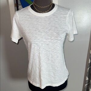 Veronica Beard Jeans White Slub Pima Cotton Crewneck Tee Size S